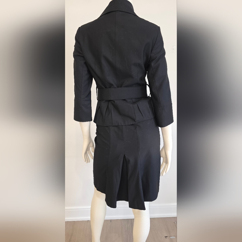 Butik Day1 Elegant Black Knee-Length Pencil Skirt & Belted Jacket Suit Coord US4 - Picture 13 of 16